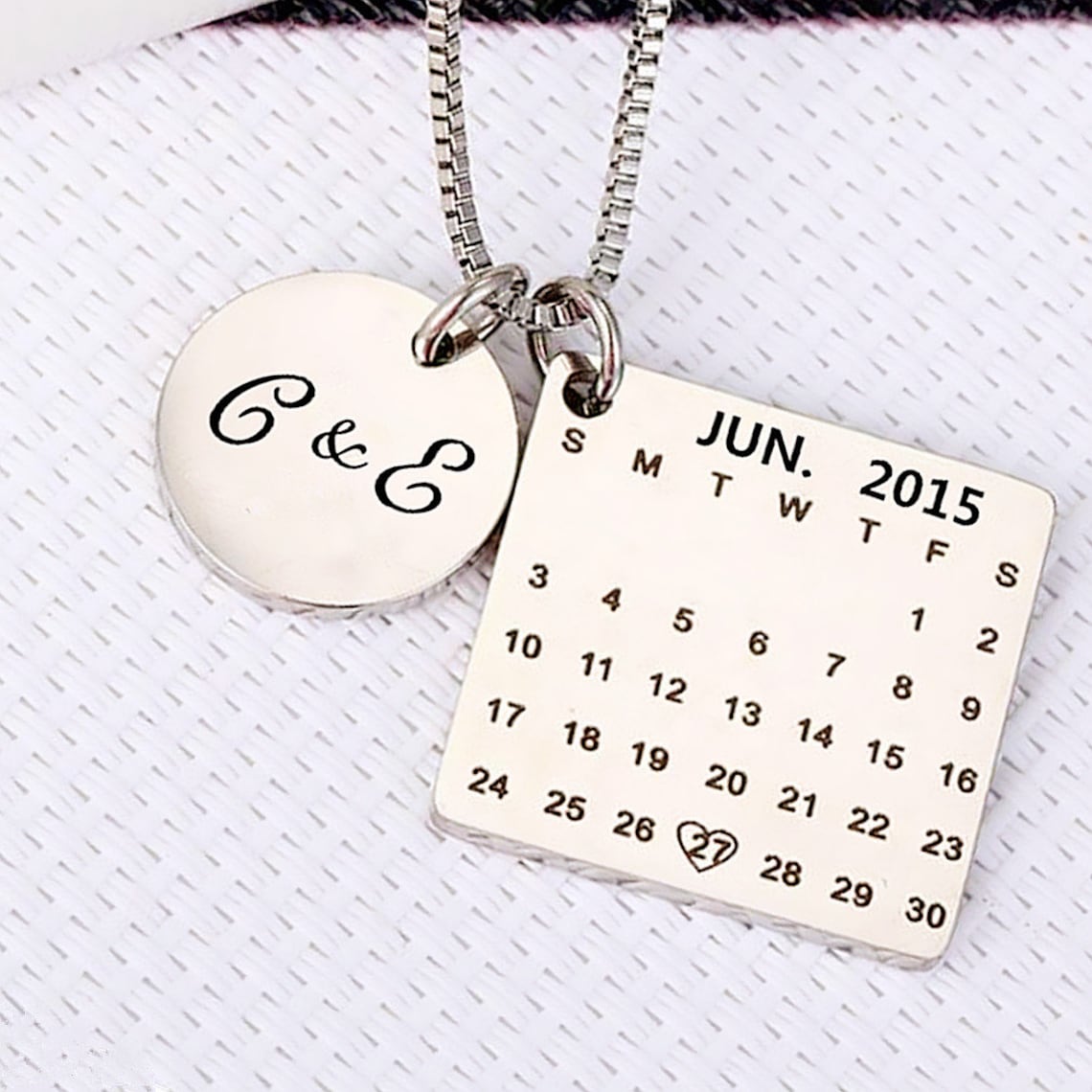Engraved Calendar Necklace Personalized Calendar Necklace Etsy