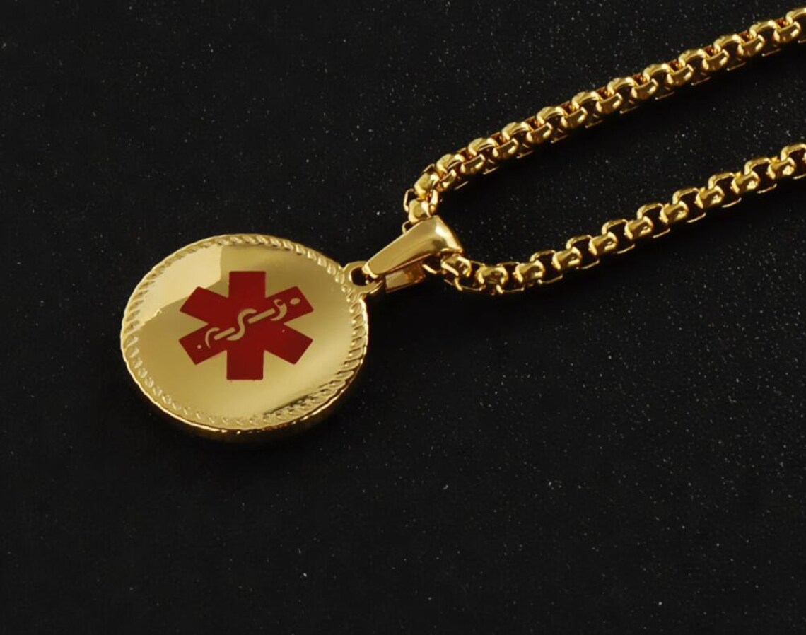 Personalized Custom Medical ID Necklace Engraved Medical Etsy