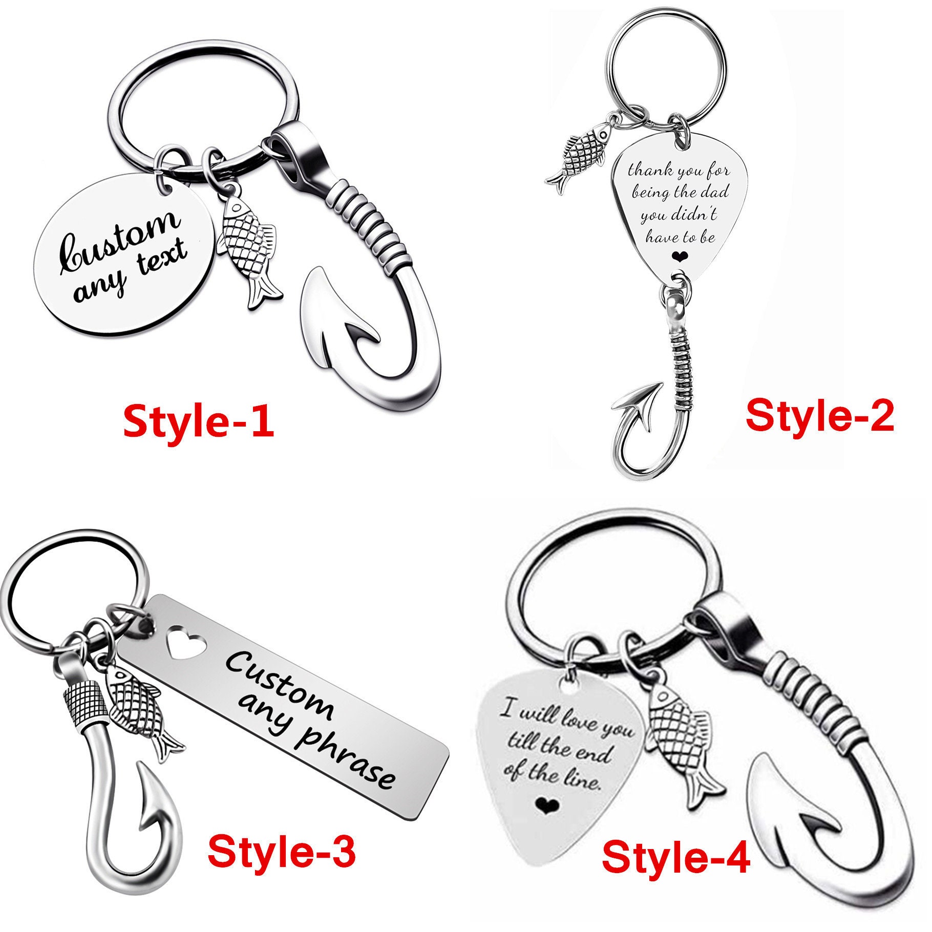 Custom Keychain,Personalized Fishing Keychain,Fishing Hook Keychain,Fishing Lure Keychain,Keychain Gifts For Him,Keychain For Father Husband