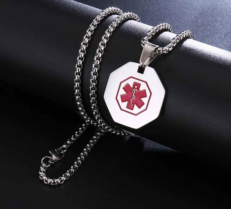 Custom Personalized Medical Necklace Engraved Medical Alert | Etsy
