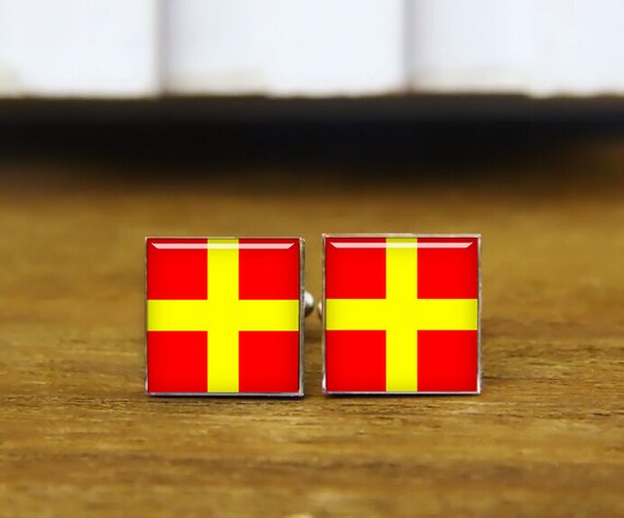 Kooer Maritime Signal Flags Cufflinks Custom Personalized Marine Nautical Flags Cuff Links for Sailor Seaman Mariner Murray Gift Style 1
