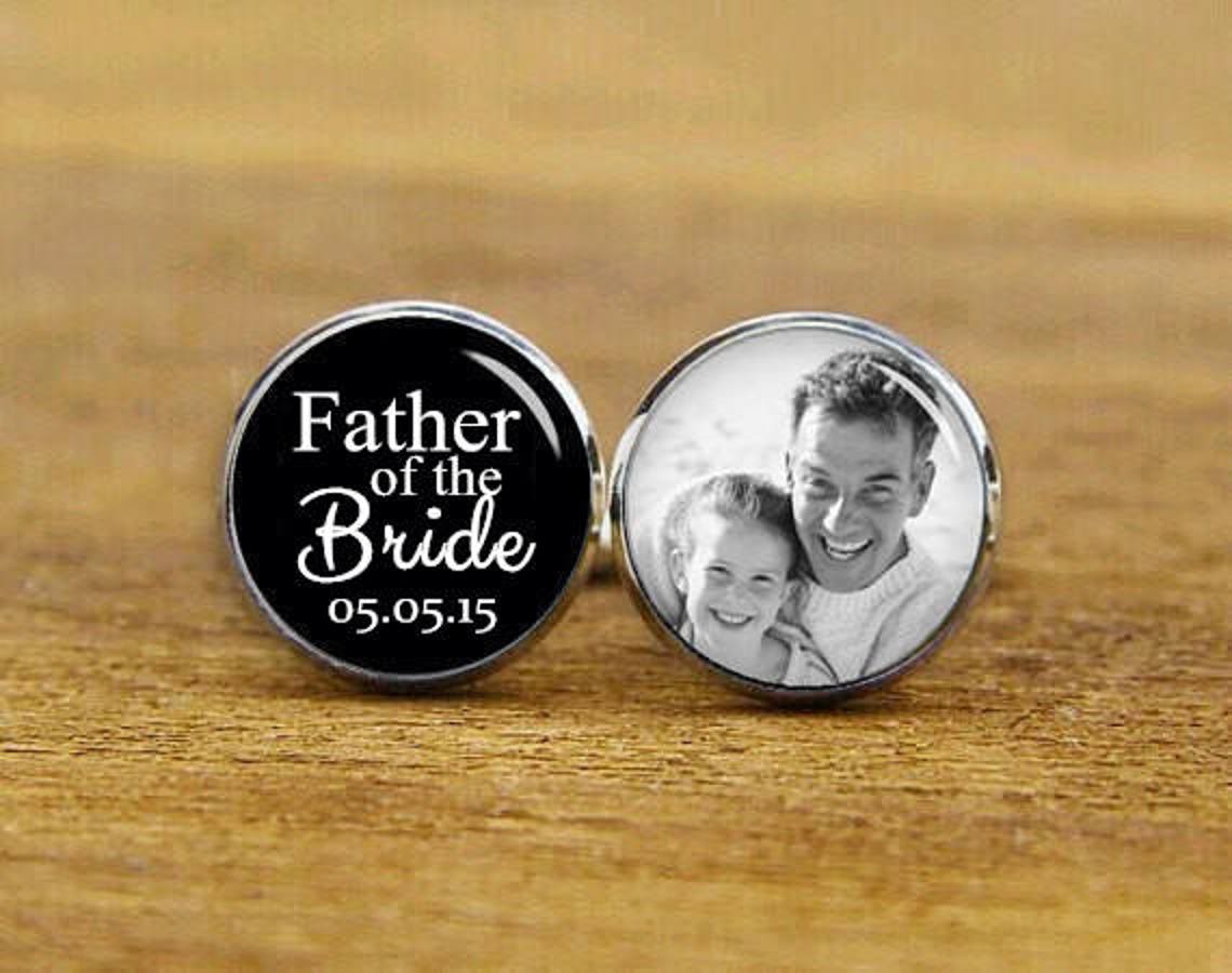 Father Of The Bride Cufflinks Custom Any Text Photo Etsy