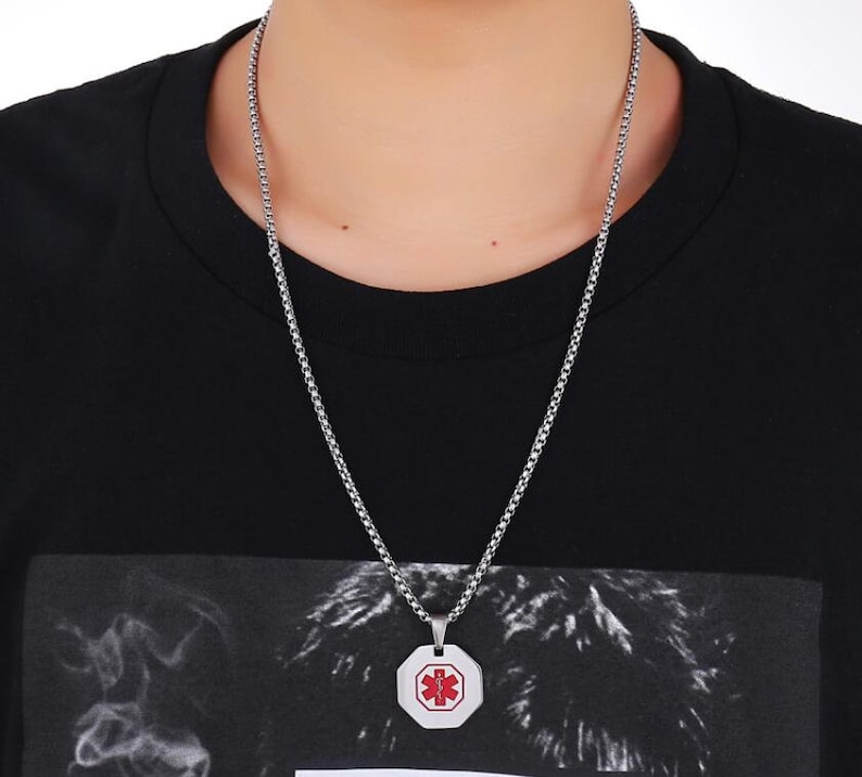 Custom Medical Alert Necklace Personalized Engraved Medical Etsy