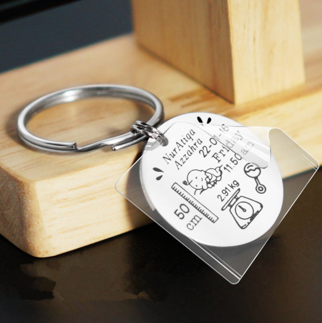 Custom Personalized Newborn Baby Keychain Newborn Baby Key Etsy