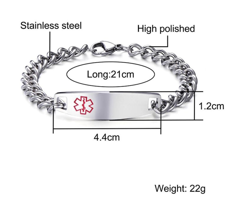 Engraved Medical Alert ID Bangle Personalized Stainless Steel Medical ID Bracelet Custom Medical Emergency Bracelet Medical ID Bracelets