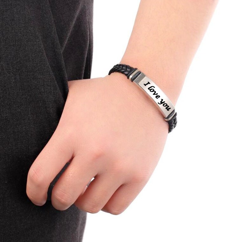 Custom Leather Engraved Bracelet Personalized Engraved Etsy