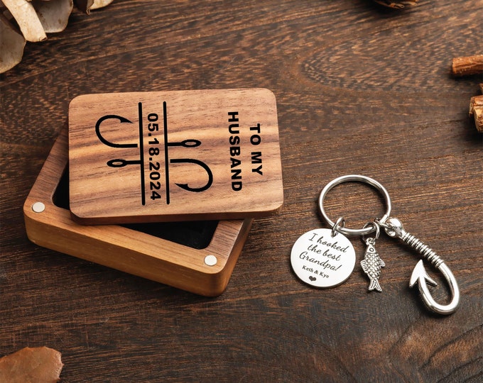 Custom Father's Day Keychain, Personalized Fishing Hook Keychain, Fishing Lure Key Chain, Key Ring Gift For Him Dad Grandpa Husband