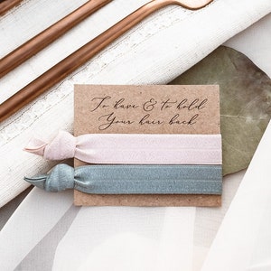 Brautjungfern Geschenk | Haargummis auf Kalligraphie-Karte, elegantes und modernes Brautpartygeschenk in neutralen Farben, einzigartige Brautpartybevorzugung