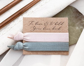 Bridesmaid Gift | Hair Ties on Calligraphy Card, Elegant and Modern Bridal Party Gift in Neutral Colors, Unique Bridal Shower Favor