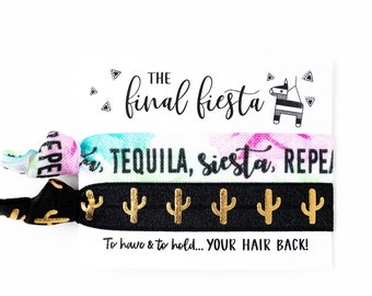 Final Fiesta Hair Tie Favors | Fiesta Bachelorette Party Hair Tie Favors, Fiesta Siesta Tequila Repeat, Neon Tie Dye Beach Bachelorette