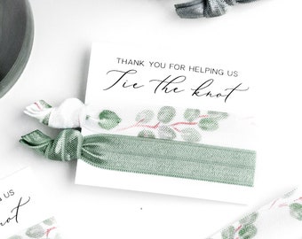 YOU DESIGN Bridal Party Favors | Dusty Sage Eucalyptus Thank You Gift, Bridal Party Hair Tie Favors, Wedding Party Bridesmaid Hair Ties