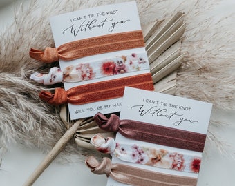 Dried Floral Bridesmaid Proposal Card | Pampas Grass Wedding, Neutral Bridesmaid Proposal Hair Tie Card, Maid of Honor, Bridal Party Gift