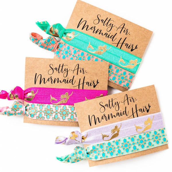 MERMAID Hair Tie Favors | Mermaid Squad Bachelorette Party Favors, Gold Mermaid Bachelorette Party Hair Ties, Mermaid Birthday Party Favors