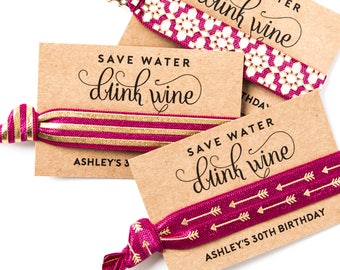 WINE TOUR Party Favors | Birthday + Bachelorette Party Hair Tie Favors, Wine Tour Bachelorette, 21st 30th 40th 50th Birthday Girls Trip