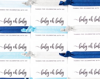 Baby Oh Baby Shower Favor | Blue Baby Shower Hair Tie Favors, Light Blue Navy Blue Silver Gray Favors, Modern Baby Shower Favors, Boy Oh Boy