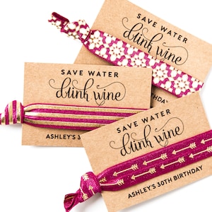 WINE TOUR Party Favors | Birthday + Bachelorette Party Hair Tie Favors, Wine Tour Bachelorette, 21st 30th 40th 50th Birthday Girls Trip