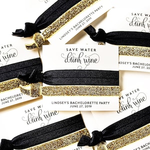 YOU DESIGN Hair Tie Favors | Wine Tour Bachelorette Favors, Womens Birthday Personalized Hair Tie Favors, 30th 40th 50th Birthday Favors