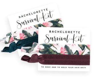 Margs and Matrimony Bachelorette Favors | Bachelorette Survival Kit Favor | Tropical Hangover Kit Hair Tie Favors, Desert Palms Hair Ties