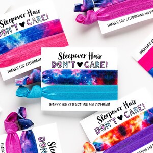 SPACE Kids Birthday Favors | Galaxy Sleepover Hair Don't Care Birthday Party Favors | Outer Space Galaxy Bright Rainbow Kid's Party Decor