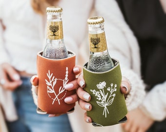 Bridal Shower Favors | Terracotta Drink Cozies, Olive Green Desert Sage Boho Bachelorette Favors, Earth Tone Dried Florals Botanical Shower