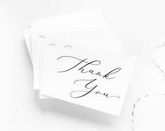 PRINTED Paper Thank You Tags 10 Pack | Calligraphy Wedding Gift Favor Tags, Bridal + Baby Shower Gift Tags, Party Favor Tag Set of 10 Tags