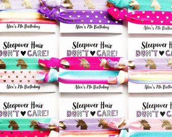 RAINBOW UNICORN Birthday Party Hair Tie Favors | Personalized Party Favors, Girls Sleepover Party Favor, Kids Party Favors, Goody Bag Filler