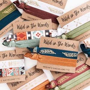 Wild in the Woods Bachelorette Party Favors | Mountain Lake Camping Cabin Hair Ties | Asheville, Vail, Finger Lakes, Adirondack Bachelorette