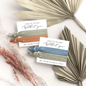 Terracotta Bridesmaid Proposal Hair Tie Gift | Will You Be My Maid Matron Honor, Bridal Party Box Filler, Sage Desert Wedding Dried Palms