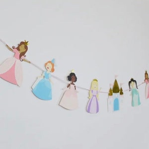 Princess Girls Birthday Banner Little Princess Theme Birthday Party Decorations, Light Pink and Gold Castle, Toddler Girls Bedroom Decor image 1