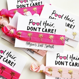 Letzter Spritzer Bachelorette | Pool-Party Haargummi Gastgeschenke, personalisierte Junggesellinnenabschied Haargummi Gastgeschenk, Frauen-Geburtstags-Geschenk, Mädchen-Reise