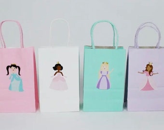 Princess Party Favor Bag Stickers | Set of 12 Pastel Princess Theme Gift Bag Stickers, Toddler Girls Birthday Favor, Goody Bag Decorations