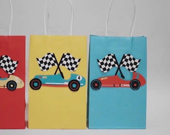 Race Car Favor Bag Stickers | Set of 12 Racing Theme Gift Bag Stickers, Boys Birthday Party Favor, Two Fast, Fast One, Goody Bag Decorations