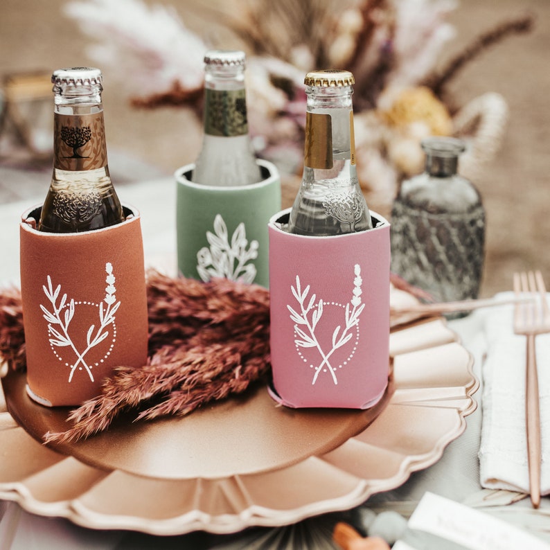 Wildflower Drink Cozies Modern Botanical Wedding Favors, Desert Boho Bachelorette Favors, Can Hugger, Drink Insulator, Bridesmaid Gift image 4