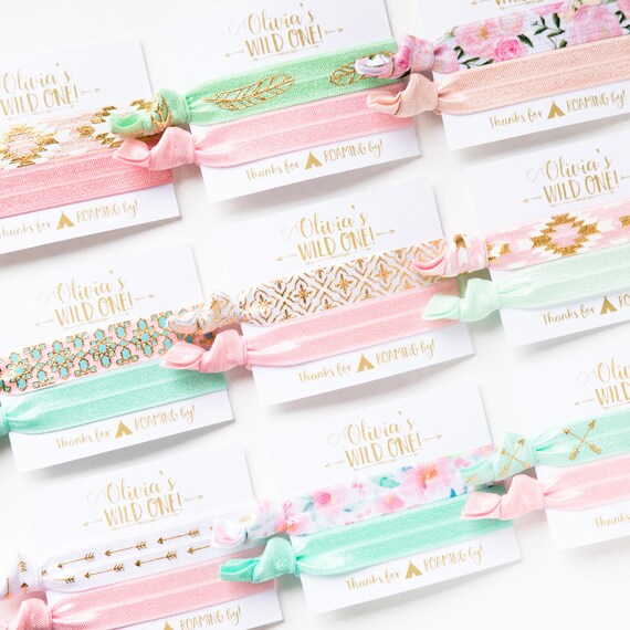 Wild One Birthday Party Hair Tie Favors Boho Birthday Party Etsy