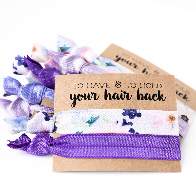 Hair Tie Bridesmaid Gift Purple Floral Hair Tie Gift Etsy