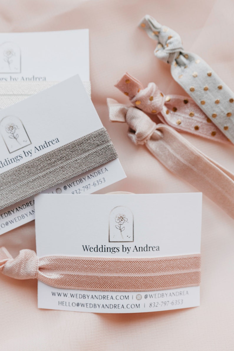 CUSTOM Promotional Hair Ties Bridal Show Hair Tie Favors, Bridal Show Handouts Promos Gifts for Wedding Pros, Let Us Help You Tie The Knot image 6