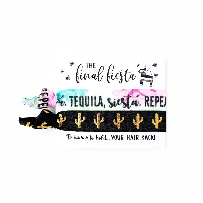 Final Fiesta Hair Tie Favors Fiesta Bachelorette Party Hair Etsy