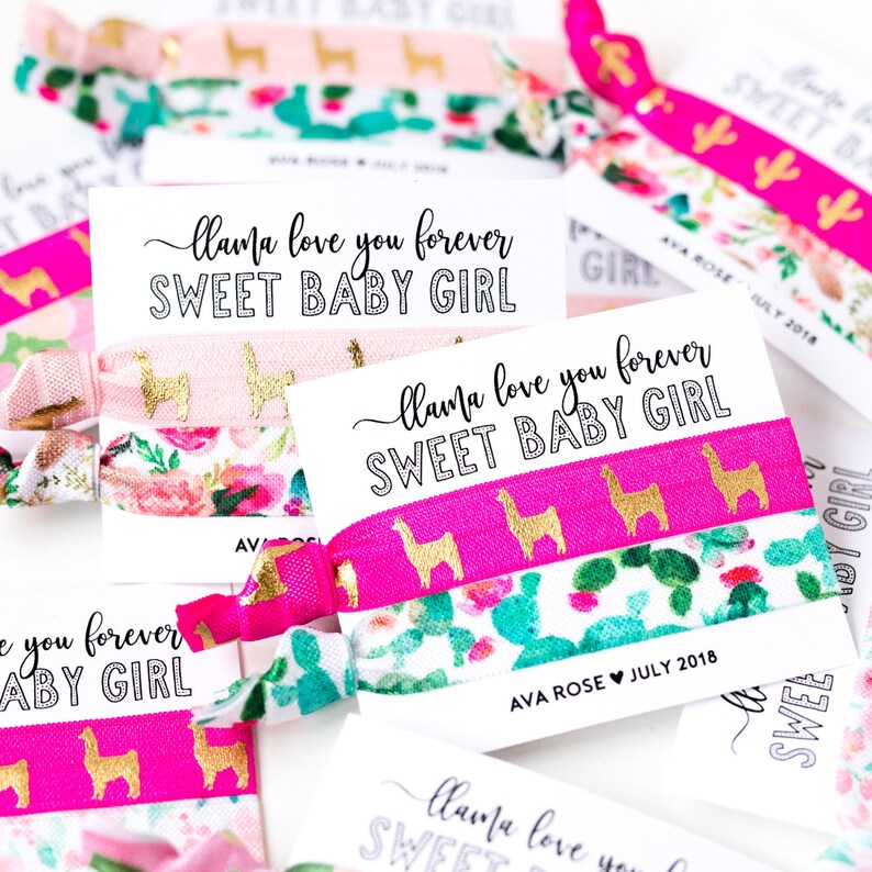LLAMA Love You Forever Baby Girl Shower Hair Tie Favor Gift Etsy