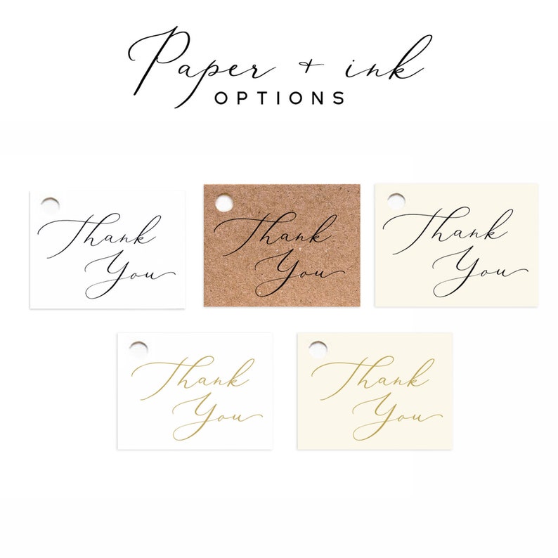 PRINTED Paper Thank You Tags 10 Pack Calligraphy Wedding Gift Favor Tags, Bridal Baby Shower Gift Tags, Party Favor Tag Set of 10 Tags image 4