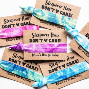 Sleepover Party Hair Tie Favors | Personalized Tie Dye Birthday Party Favors, Slumber Party Hair Tie Favors, Teen Tween Girl Birthday Favor