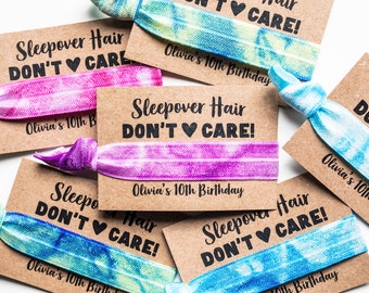 Sleepover Party Hair Tie Favors | Personalized Tie Dye Birthday Party Favors, Slumber Party Hair Tie Favors, Teen Tween Girl Birthday Favor