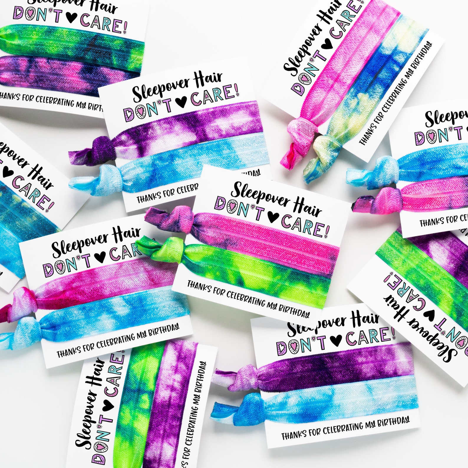 10 Pack Tie Dye Birthday Favors Sleepover Party Hair Tie Etsy