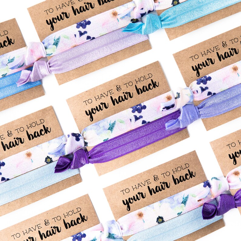 Hair Tie Bridesmaid Gift Purple Floral Hair Tie Gift Etsy