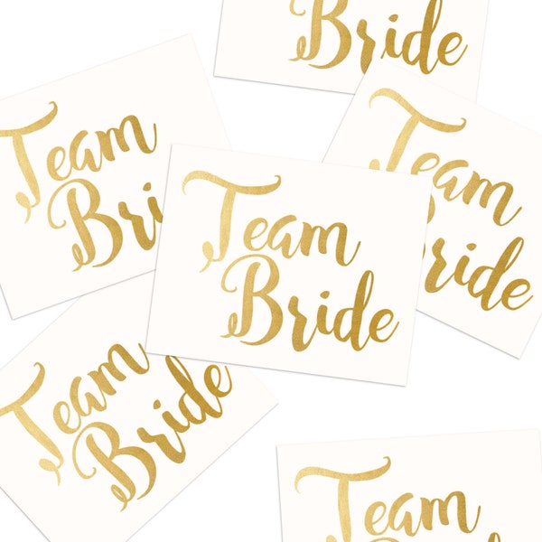 Team Bride Bachelorette Tattoos | Metallic Gold Temporary Tattoos for Bachelorette Party Favors, Pineapple Flamingo Tattoos, Gold Foil Tats