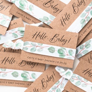 Eukalyptus-Babypartygeschenke | Herbst Greenery, personalisierte Babyparty Haargummi Bevorzugungen, einfache geschlechtsneutrale Babypartybevorzugungen