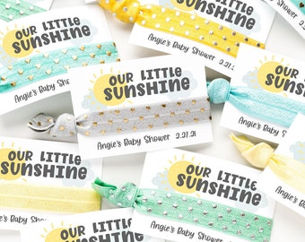 Our Little Sunshine Baby Shower Favors | You are My Sunshine Gender Reveal Neutral Favors, Personalized Summer Baby Sun Clouds Yellow Gray