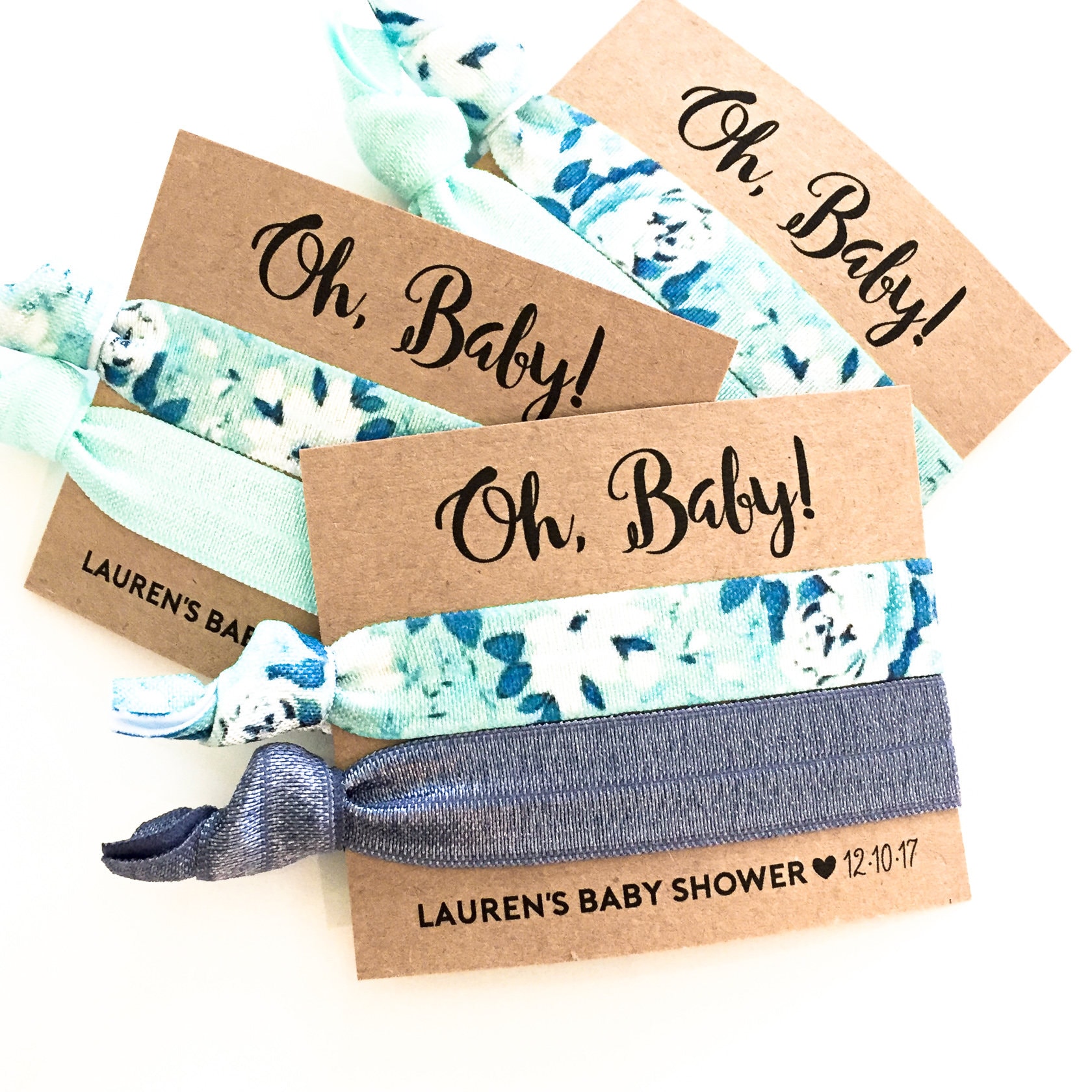 Blue Floral Baby Shower Hair Tie Favors Oh Baby Boy Baby Etsy Canada
