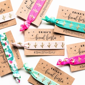 CUSTOM Final Fiesta Hair Tie Favors | Boho Bachelorette Party Favor Hair Ties, Scottsdale Arizona Bachelorette, Gold Cactus Boho Hair Ties
