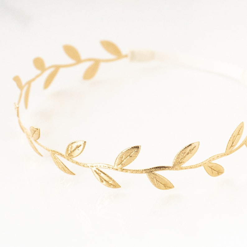Newborn Gold Leaf Headband Olive Branch Metallic Headbands Etsy