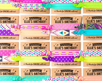 Dance Party Birthday Hair Tie Favors | Hip Hop Dance Party, Custom Birthday Party Hair Tie Favors, Personalized Party Favors for Girls Kids